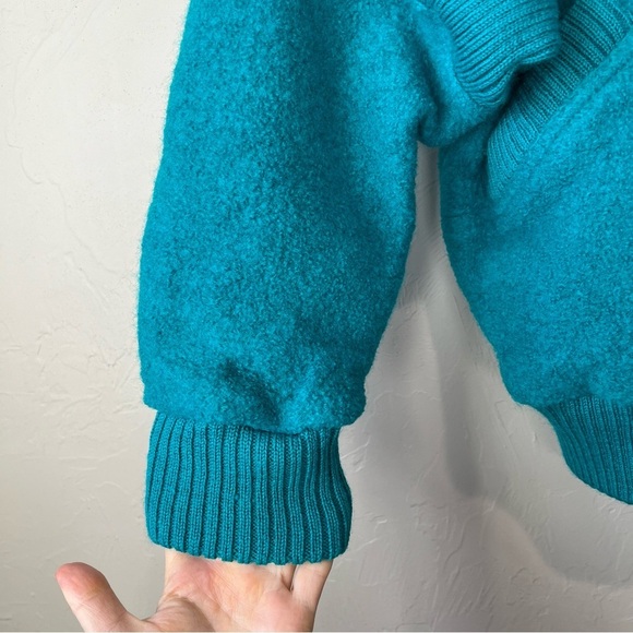 Vtg varsity Bomber Jacket 80s Blue Wool Preppy Colorful Retro sporty bright cute - Picture 8 of 13